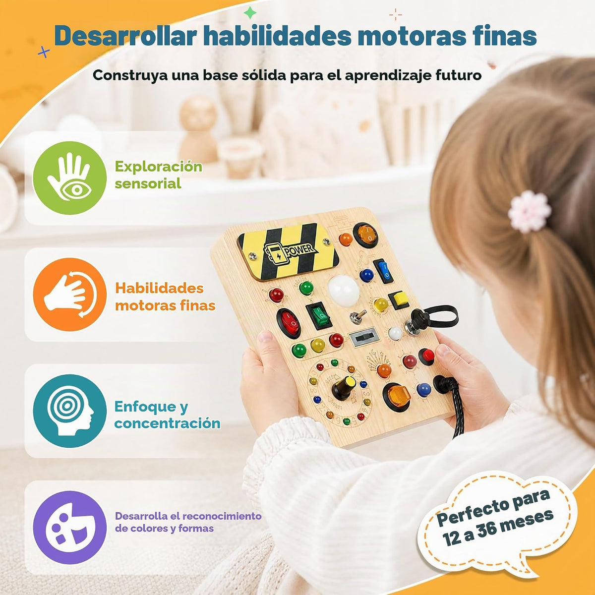 Tablero ocupado para niños pequeños, juguetes Montessori con interruptores