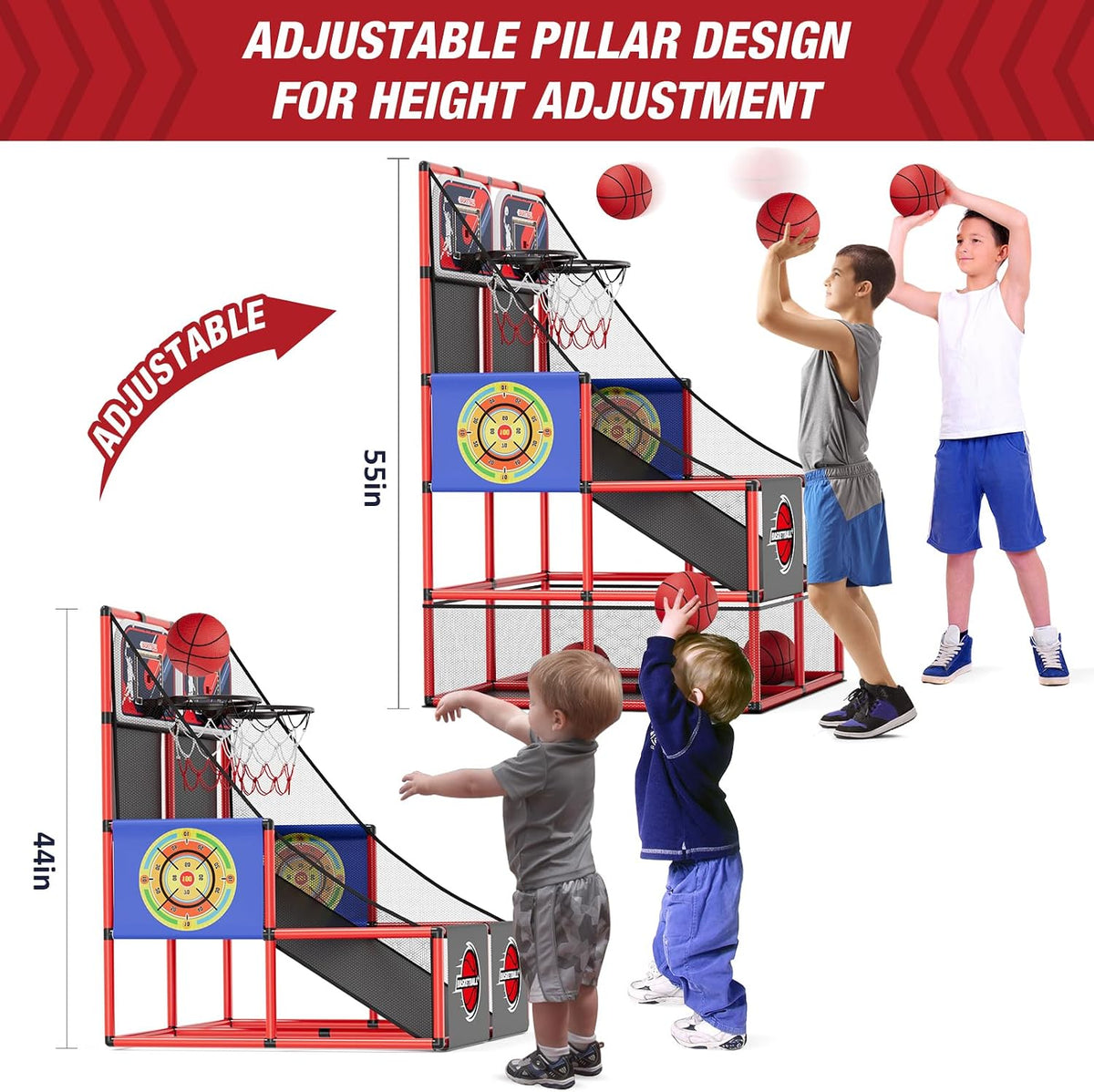 Dual Shot Basketball Arcade Game con Dartboard/Electronic Scoreboard