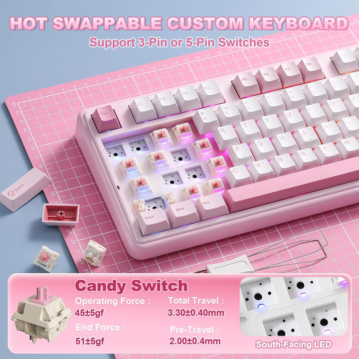 YUNZII B98 PRO QMK\/VIA - Teclado mecánico inalámbrico para juegos,...