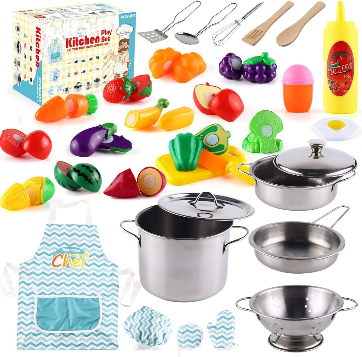 35 piezas de accesorios de juego de simulación de cocina, herramientas