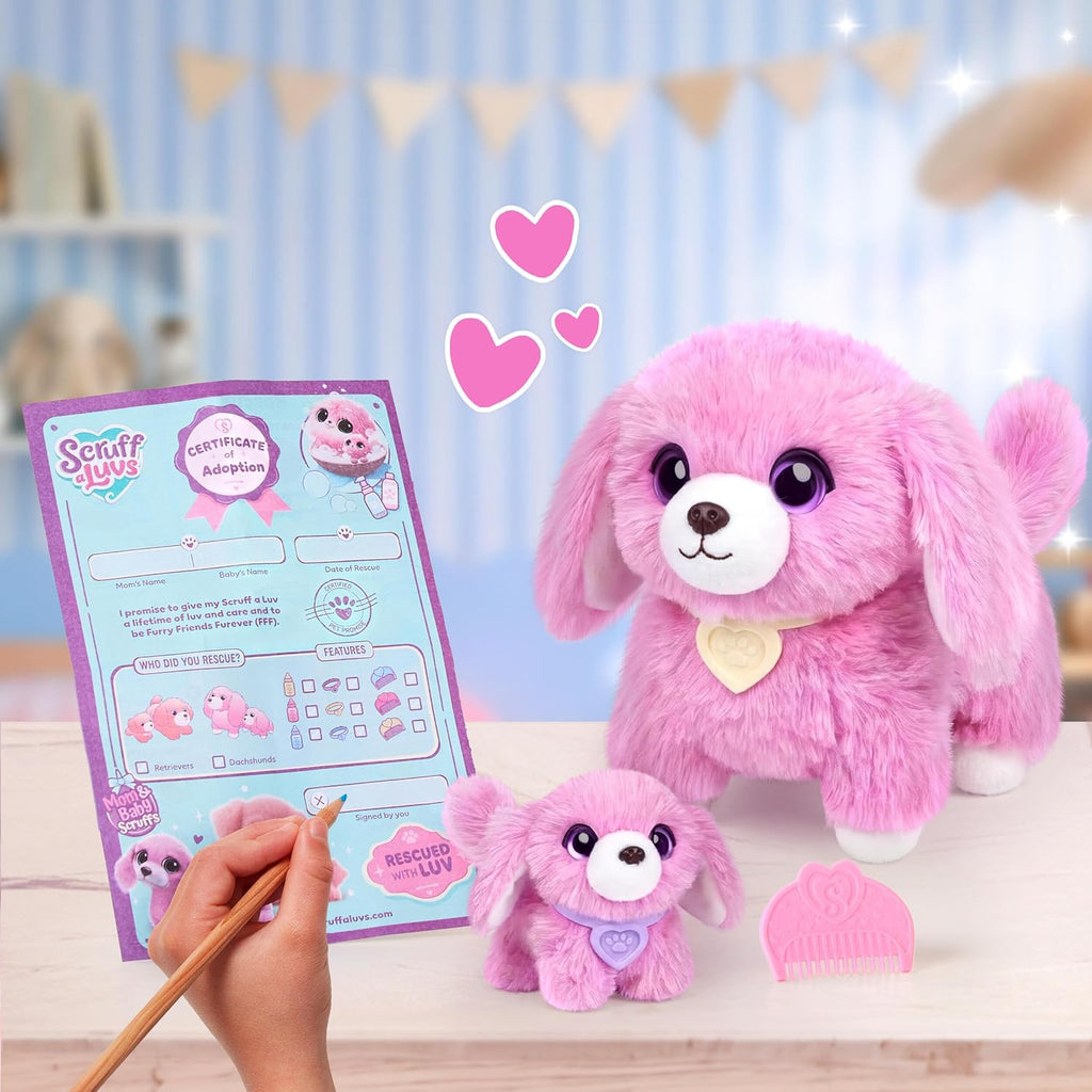 ScruffaLuvs Mom & Baby Scruffs Dachshund - Juguetes de peluche, lavar para