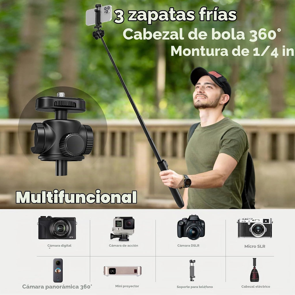 KraftGeek Trípode Vlogging para iPhone y cámara, soporte de trípode de