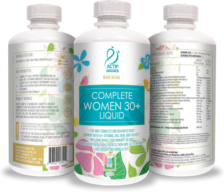 ACTIF Multivitamínico diario líquido para mujeres mayores de 30 año...