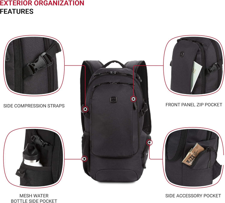 SwissGear 3598 Mochila Mochila de Día Estrecha, Gris oscuro