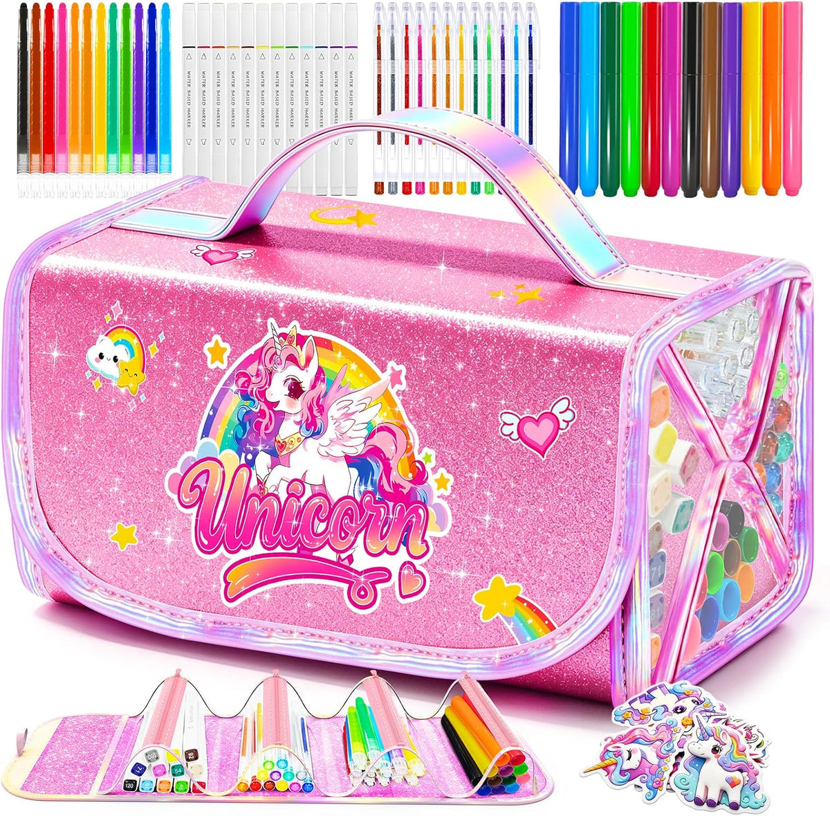 DreamyCandy Juego de 70 marcadores lavables para niños de 4 a 8 años, set de arte de unicornio para regalos