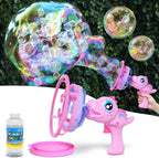 Pistola de burbujas de dinosaurio para niñas, juguete de máquina de