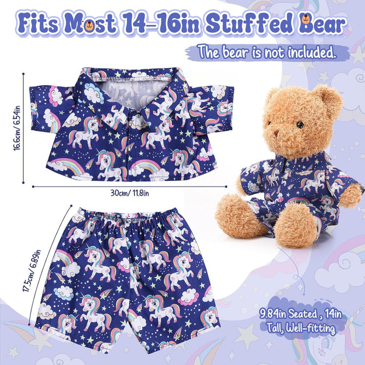 Litherr S 2 juegos de pijamas de oso de peluche azul y