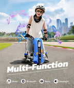Drift Kart con Velocidad Infinita sin Escalas, Go Karts de 12V para Derrape para Niños con Asiento Ajustable, Go Kart para Niños de 5 MPH con Música, Bluetooth, Luz, Pancarta, para Niños de 6-14 Años, Azul