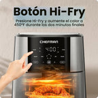 Chefman Freidora de aire de 8 cuartos de galón | TurboFry® 4 en 1 con opción Hi-Fry de 450°F para resultados más crujientes | Hornea, deshidrata, congelada | Cesta antiadherente XL apta para lavavajillas | Acero inoxidable