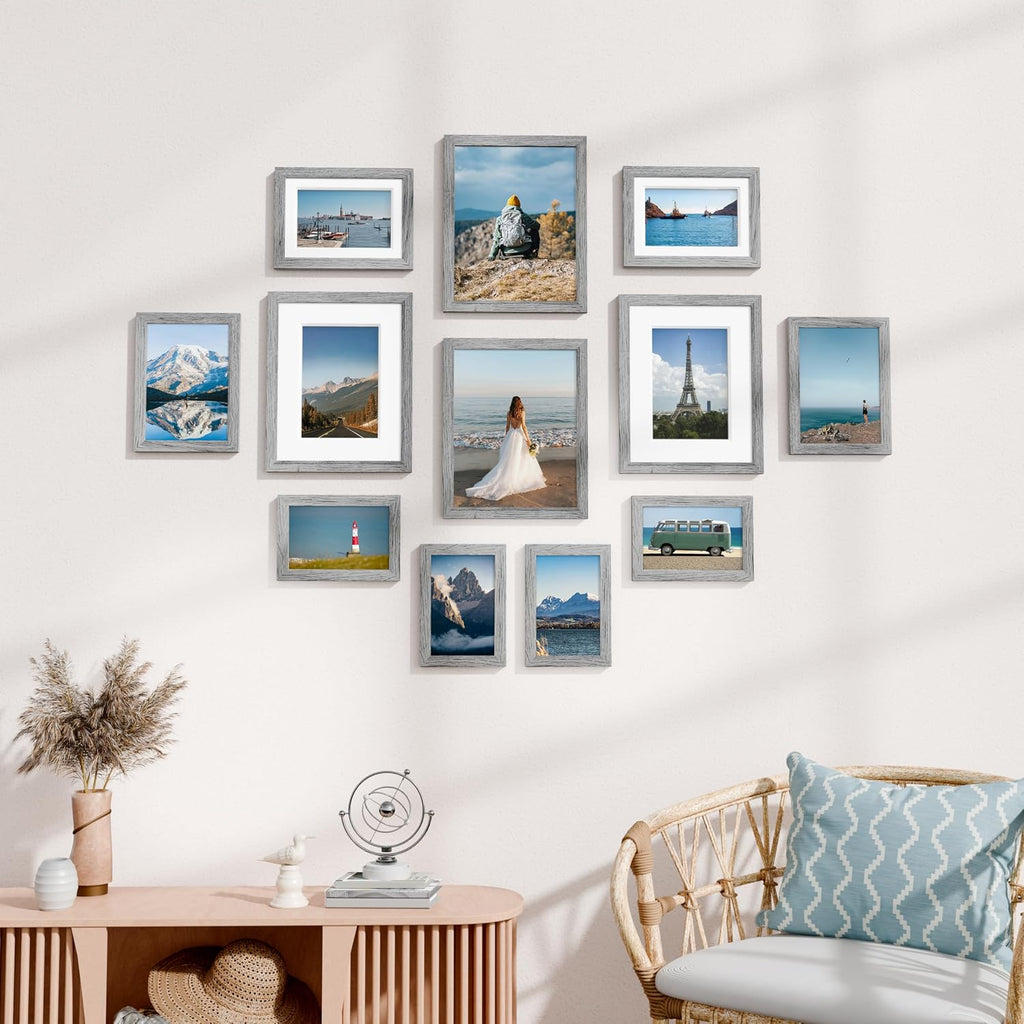 Paquete de 12 marcos de fotos para decoración de pared