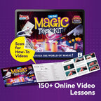 JOVA Klever Kits 180+ Magic Set - My First Magic Trick Kit- Increíble juguete de mago con lecciones de video paso a paso, para niños mayores de 6 años, trucos fáciles de varita y tarjetas de ilusión