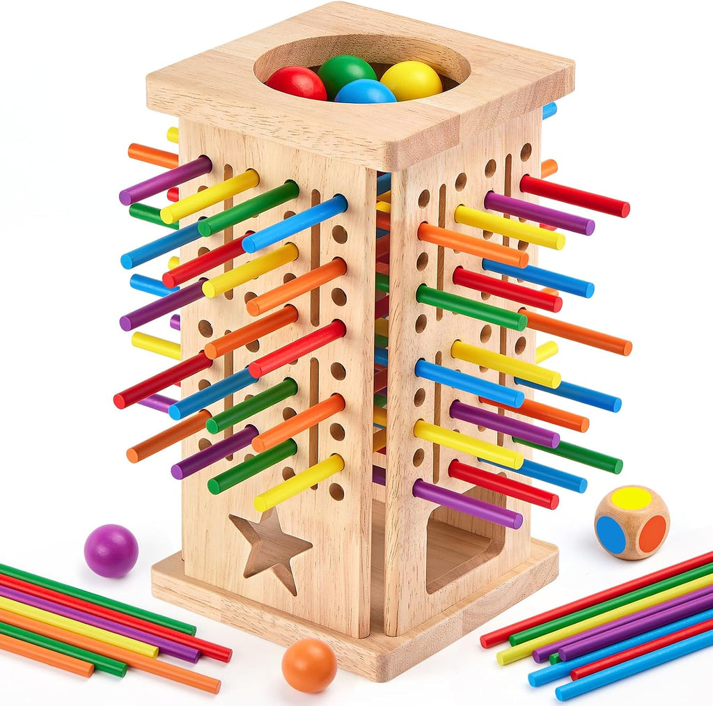 Montessori - Juegos de mesa de madera, 42 palos coloridos juguetes de aprendizaje de matemáticas para niños de 3, 4, 5, 6 años, juegos de mesa para niños de 4 a 6 años, juguete de habilidades motoras finas, juego de viaje familiar, regalos para niños y