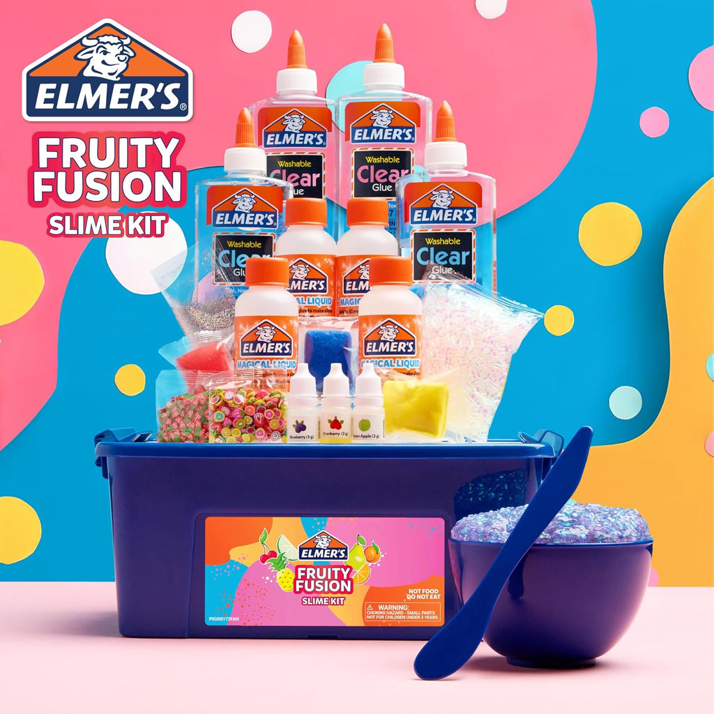 Kit de Slime Fruity Fusion de Elmer's, Incluye Elmer's Clear Glue, Activador Mágico de Slime Líquido, Pigmentos de Arcilla para Color, Aromas, Tazón para Mezclar, Cuchara, Kit de 20 Piezas