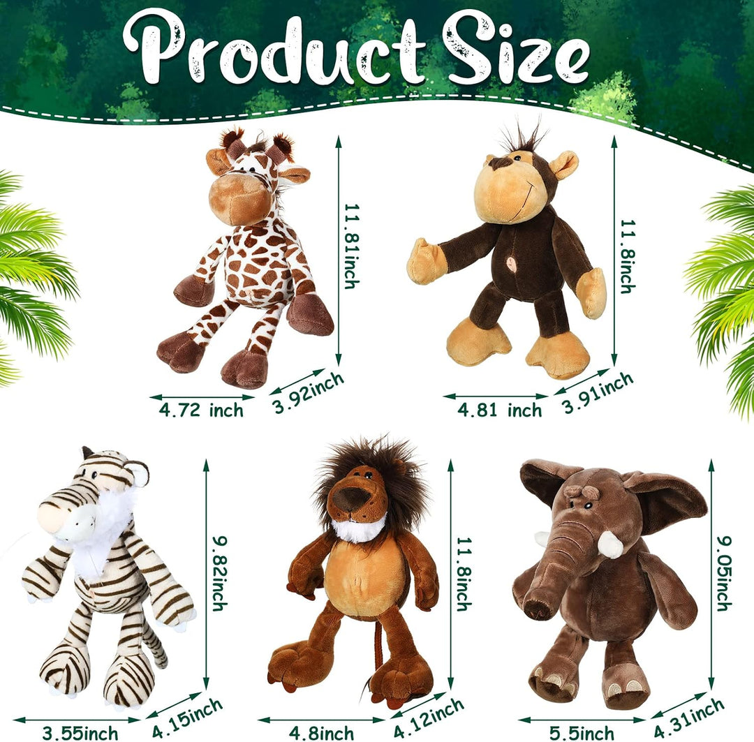 Zhanmai Juego de 6 peluches de safari de peluche de selva para niño...