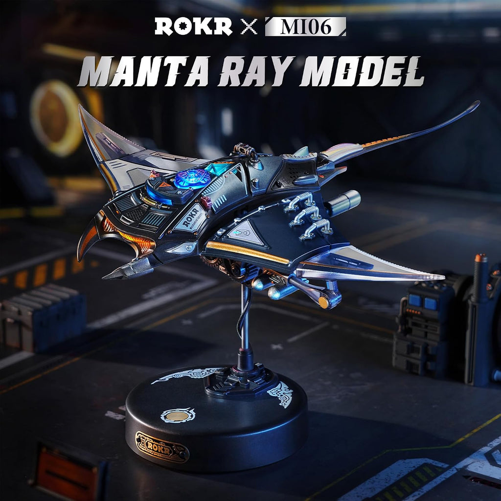 ROKR 3D metal Puzzles para Adults, Manta Ray Mechanical, 3D metal Model Kits para Adults a Build, Unique Electric Mechanical Toy