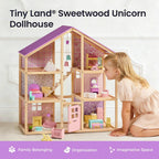 Tiny Land - Casa de muñecas de madera para niñas - Casa de muñecas de madera de 6 habitaciones