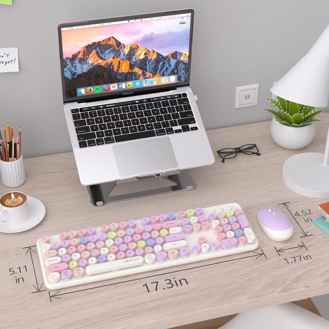 UBOTIE Teclado inalámbrico colorido para computadora y mouse óptico...