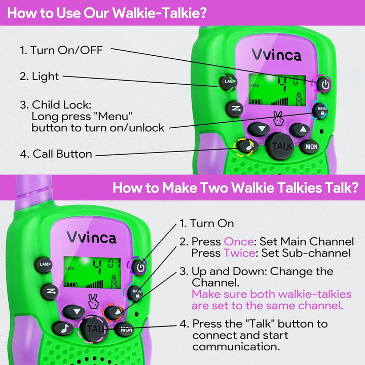 Vvinca Walkie Talkies para niños recargables, juguetes con temática...