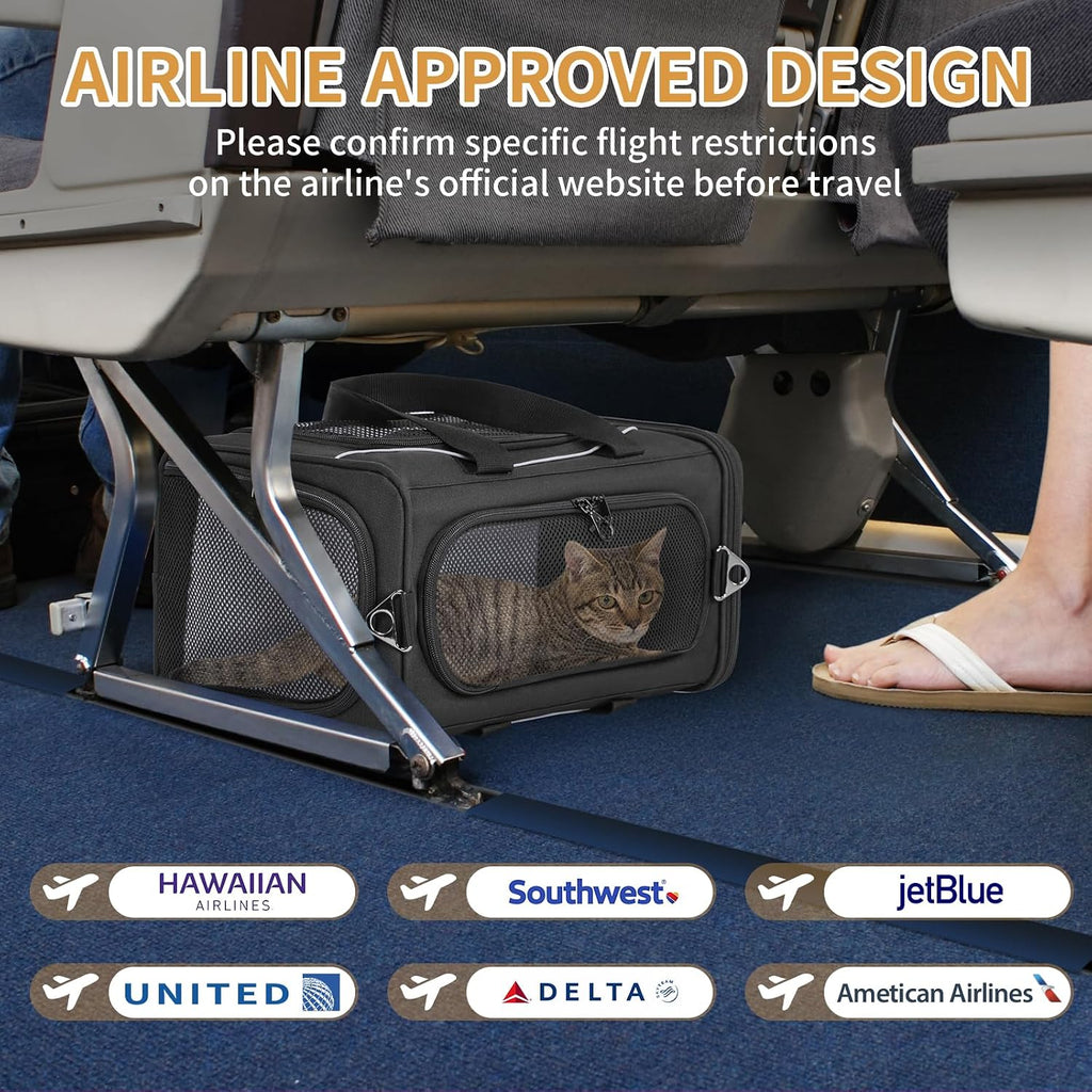 Petsfit Transportador de aerolíneas para gatos pequeños, colocación
