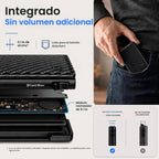 Cartera desplegable para hombre, Negro carbón, Minimalista - Capacidad para 4-6 tarjetas