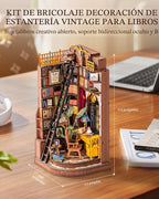 Rolife Kit de Rincón de Libros DIY Estudio de Esquina Silenciosa, Rompecabezas 3D Sujetalibros Británico Creativo Decoración de Estantería para Adultos, Kits en Miniatura de Casa Pequeña Kits de