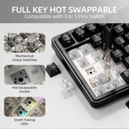 HITIME XVX M75 - Teclado mecánico inalámbrico 75% para juegos, Carbono forjado negro