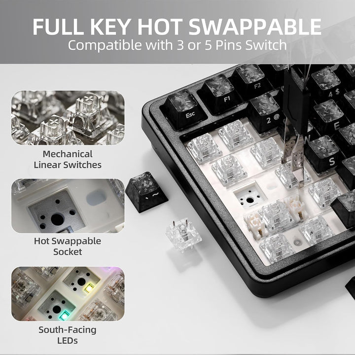 HITIME x XVX M75 75% Teclado mecánico inalámbrico para juegos, BT5....