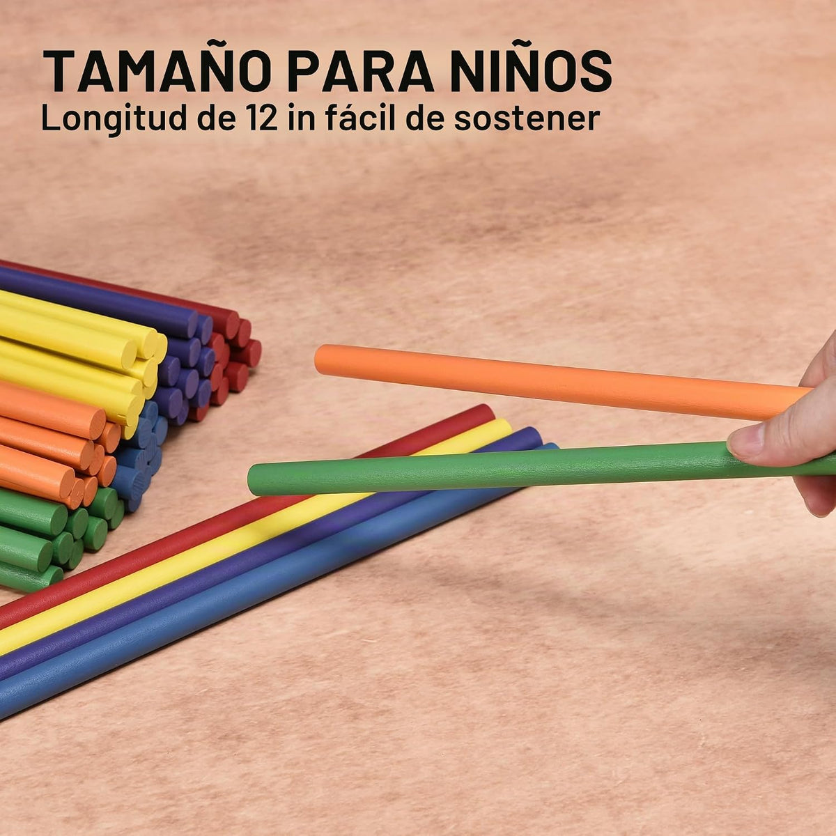 60 palos de ritmo para niños a granel, 12 pulgadas de madera Lummi Sticks música aula instrumentos de percusión, 6 colores