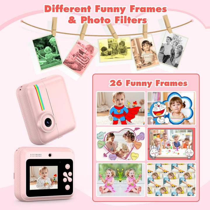Cámara para niños, impresión de fotos instantánea, cámaras duales d...