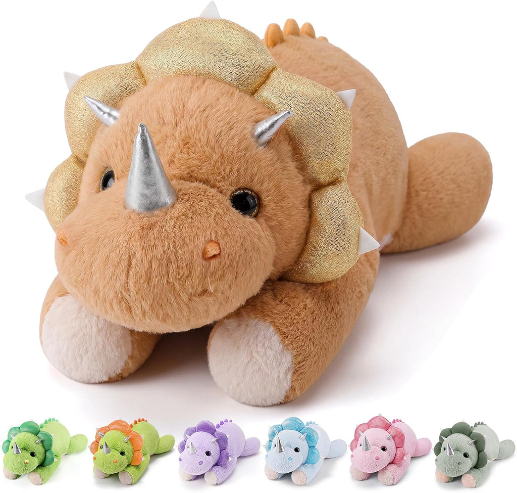 gnomantic Animales de peluche con peso de dinosaurio, almohada de felpa