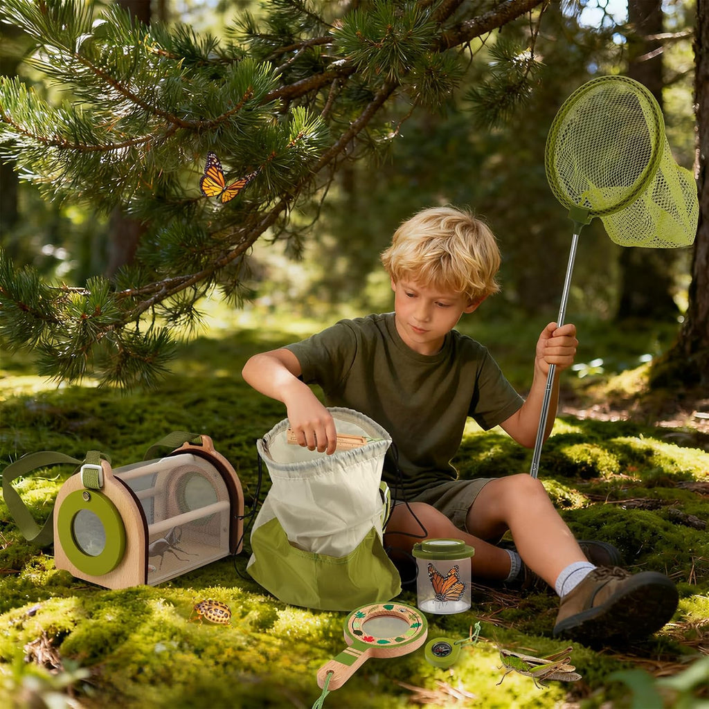 Kit de atrapador de insectos de madera para niños, juego de captura de insectos y explorador de insectos