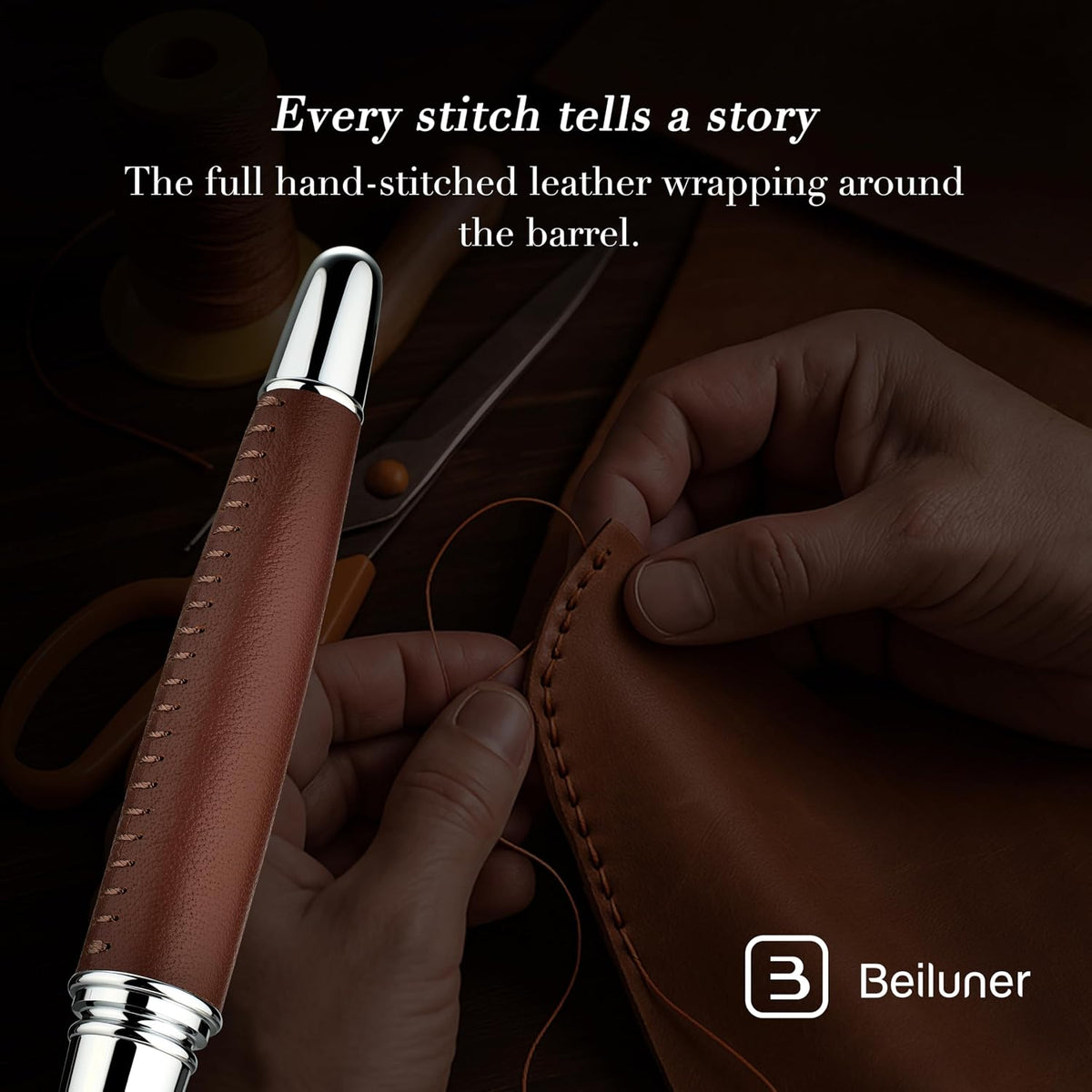 BEILUNER - Bolígrafo de cuero exquisito, aspecto elegante, lujoso