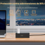 TESSAN - Cable de extensión de 5 pies, regleta de alimentación con protección contra sobretensiones 900J, color negro