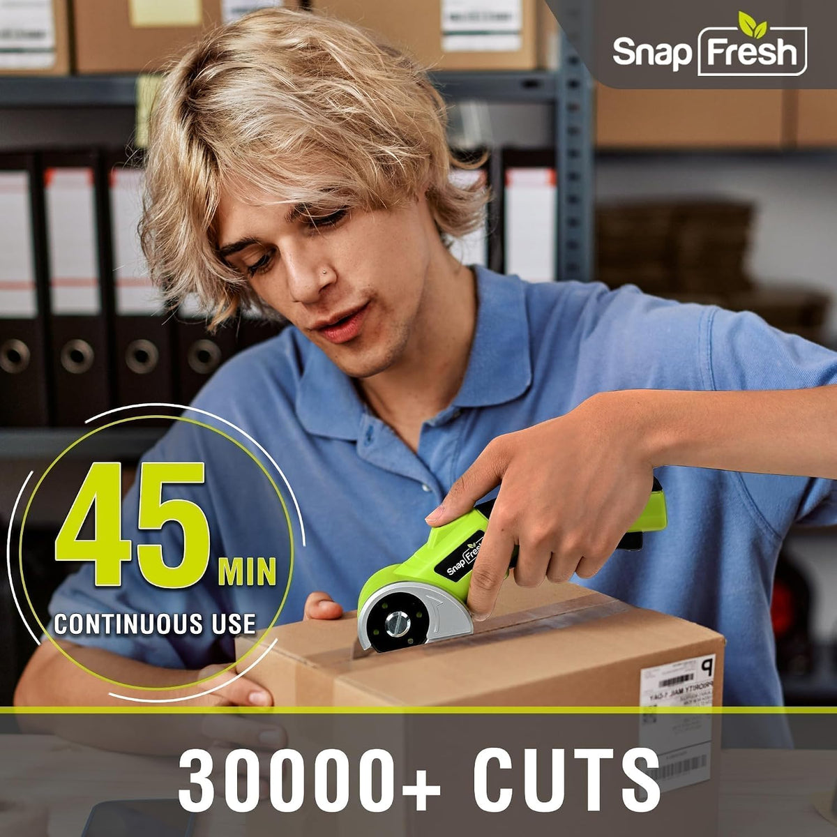 SnapFresh Tijeras eléctricas inalámbricas 4V con batería de 2.0Ah y luz LED