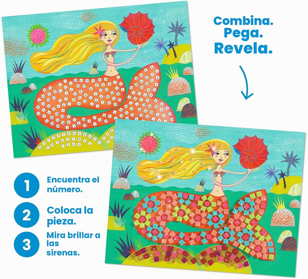 DJECO, Kit de arte y manualidades de mosaico para niños, canción de sirena