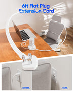 Torre de Regleta de Alimentación, kakyanill Torre Protector contra Sobretensiones 9 Tomas de CA 8 USB (4 USB C), Cable de Extensión Retráctil de 6 Pies, Estación de Carga para Oficina Cuarto de