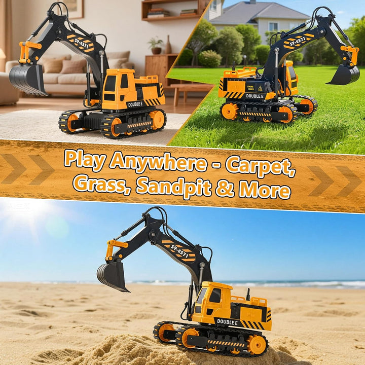 DOUBLE E Juguete de excavadora a control remoto, excavadoras a cont...