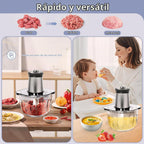 Cuenco de vidrio de 16 tazas 850 W procesador eléctrico de alimentos, temporizador LED. Cuchilla de 6 filos de corte de 3 niveles para picar, picar, ideal como picadora de carne, picadora de verduras frescas, proceso de alimentos para mascotas en la
