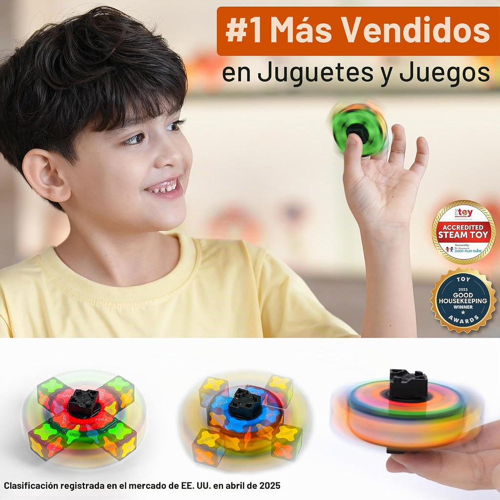 TOSY Magnet Fidget Spinner Mini - 8 Bloques, Juguete 3 en 1: Spinner transformable, Cubo Infinito, Cubo Rompecabezas 2x2, Alivio de Estrés, Bloques Magnéticos STEM Regalo de Cumpleaños para Niños/Varones/Mujeres/Adultos, Paquete de 4