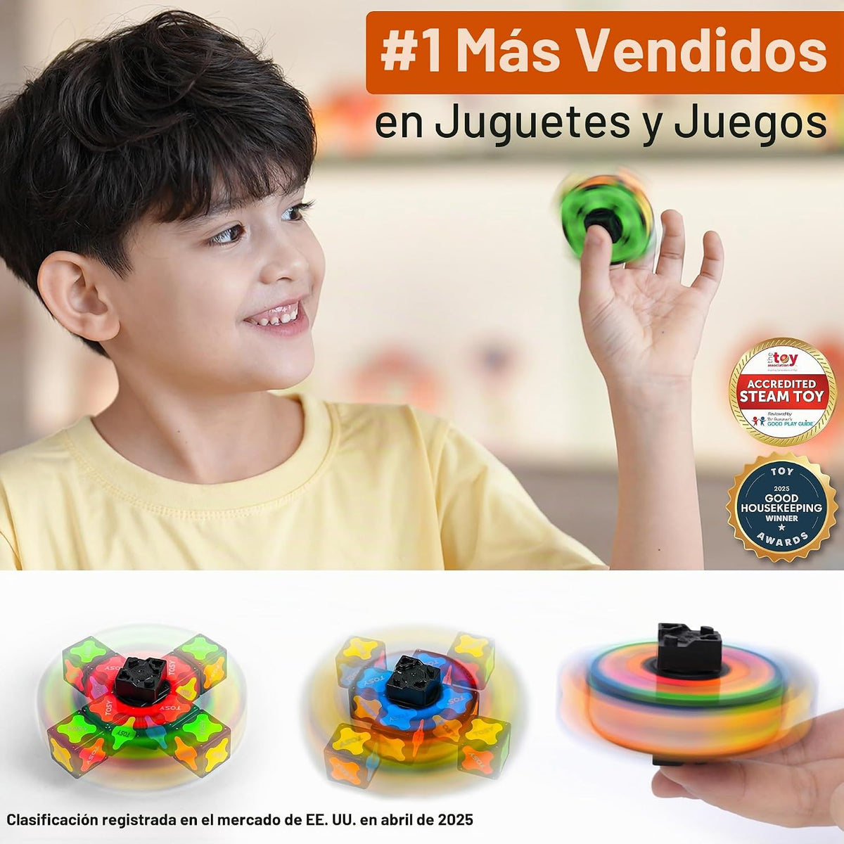 TOSY Magnet Fidget Spinner Mini - 8 Bloques, Juguete 3 en 1: Spinner transformable, Cubo Infinito, Cubo Rompecabezas 2x2, Alivio de Estrés, Bloques Magnéticos STEM Regalo de Cumpleaños para Niños/Varones/Mujeres/Adultos, Paquete de 4