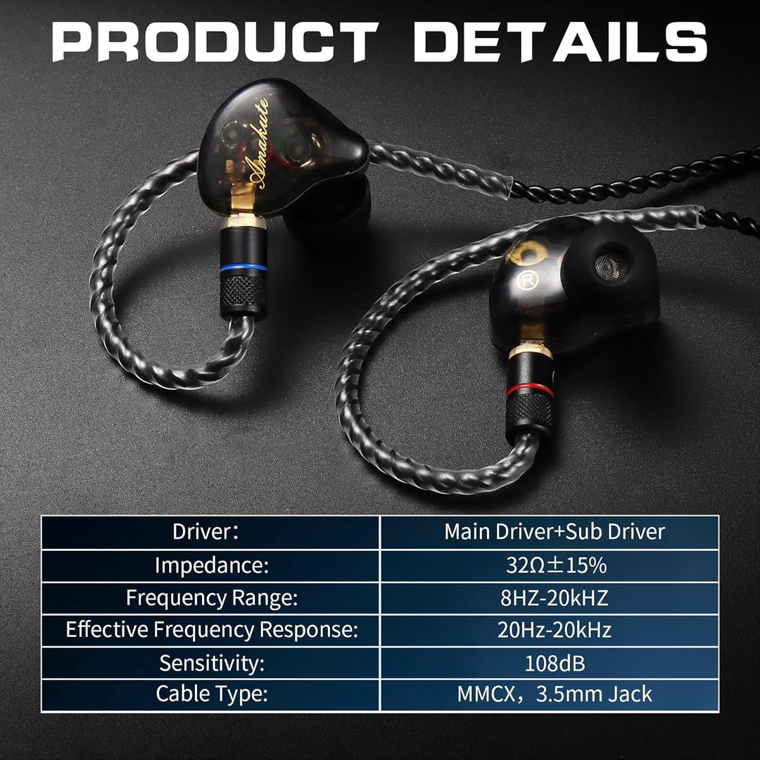 DCMEKA Auriculares IEM de doble controlador para juegos - Monitores...