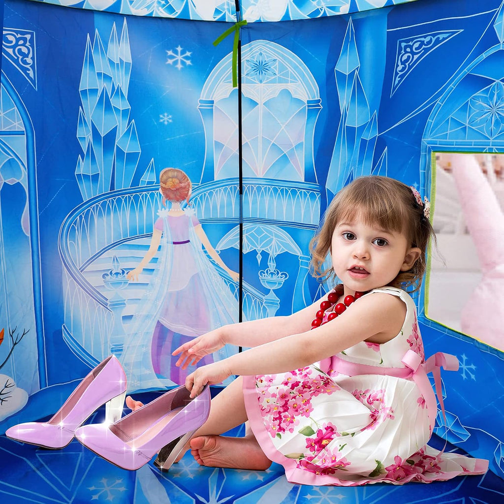 Tienda de campaña de princesa para niñas, juguete congelado, castillo de hielo, casa de juegos para interiores y exteriores, tienda de campaña imaginativa con bolsa de transporte, regalo perfecto de Pascua, cumpleaños y San Valentín para niñas de 2 a 8