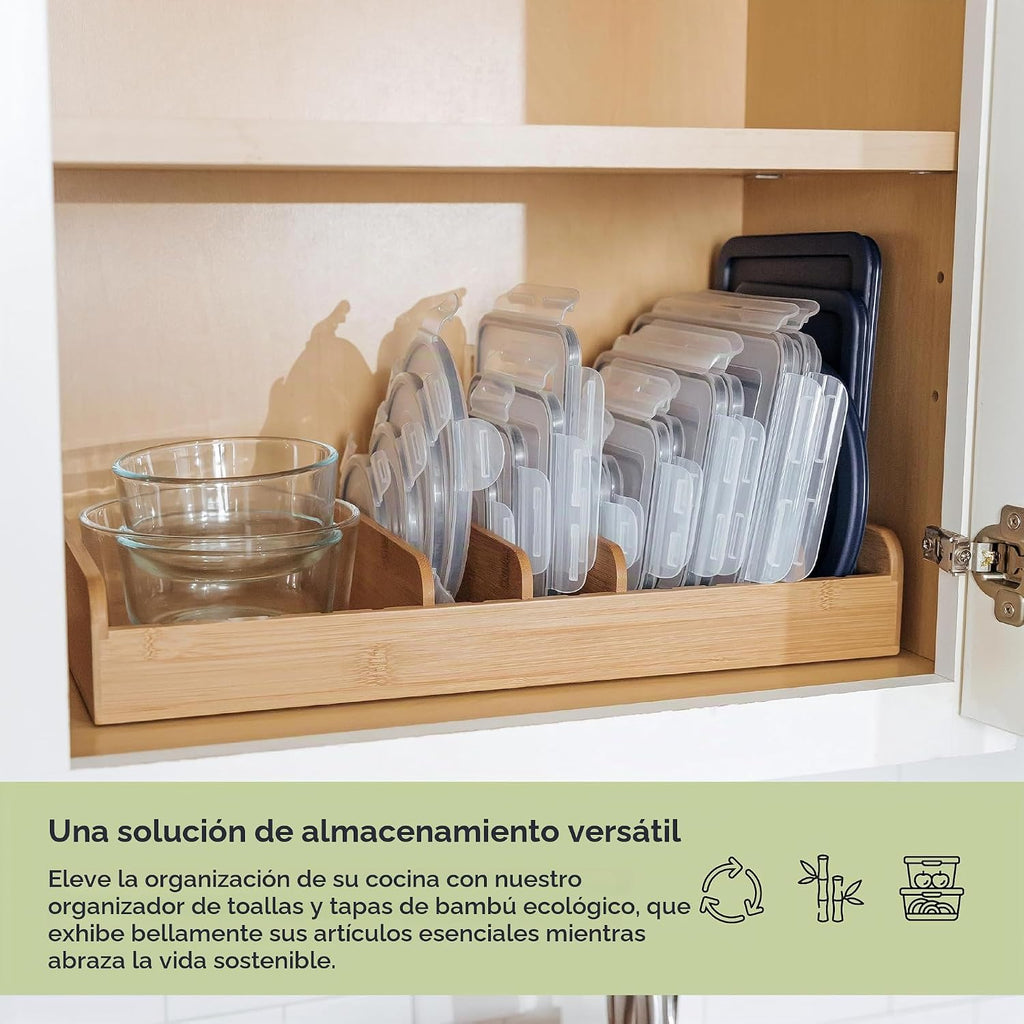 Toalla de cocina y organizador de almacenamiento, bambú