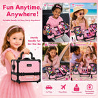 Juego de 59 piezas de maquillaje para niñas, juego de juguetes de maquillaje lavables para disfrazarse, juego de tocador de belleza con estuche de cosméticos, juguetes de cumpleaños para niñas