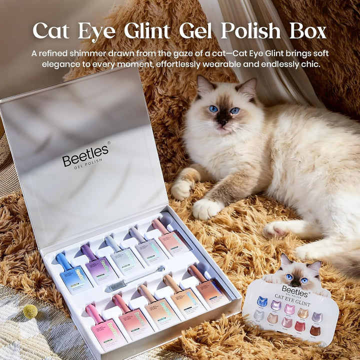 Beetles - Juego de esmaltes de uñas de gel de ojo de gato, 10 color...