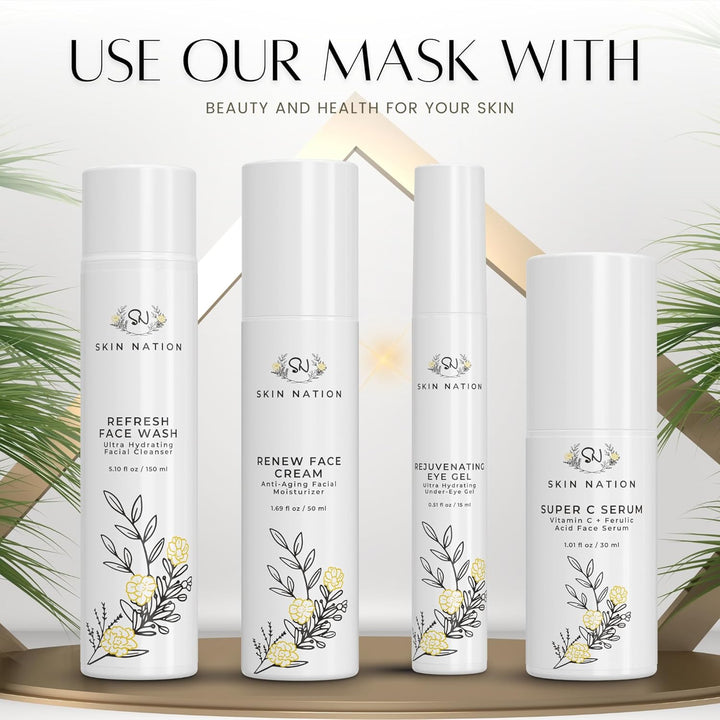 Mascarilla facial para el cuidado de la piel con ácido hialurónico,...