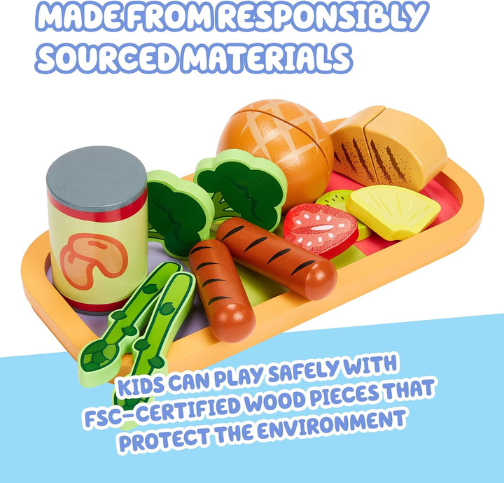 Bluey Frutas y verduras de juguete para niños pequeños, 32 piezas d...