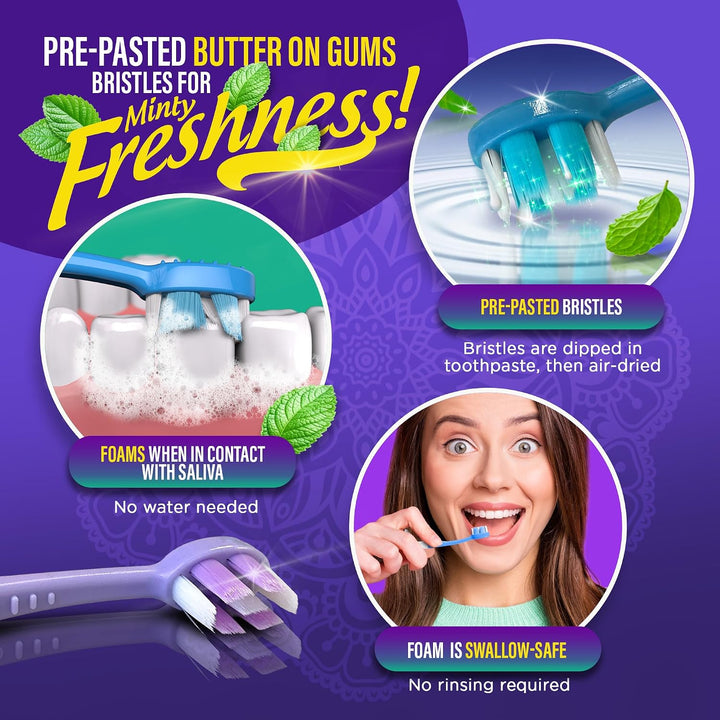 GuruNanda Cepillo de dientes desechable listo para usar de 6 en 1,...