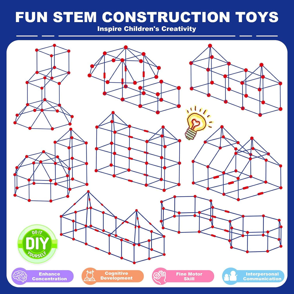 Kit de construcción de fortalezas para niños de 4 a 8 a 12 años, 140 piezas