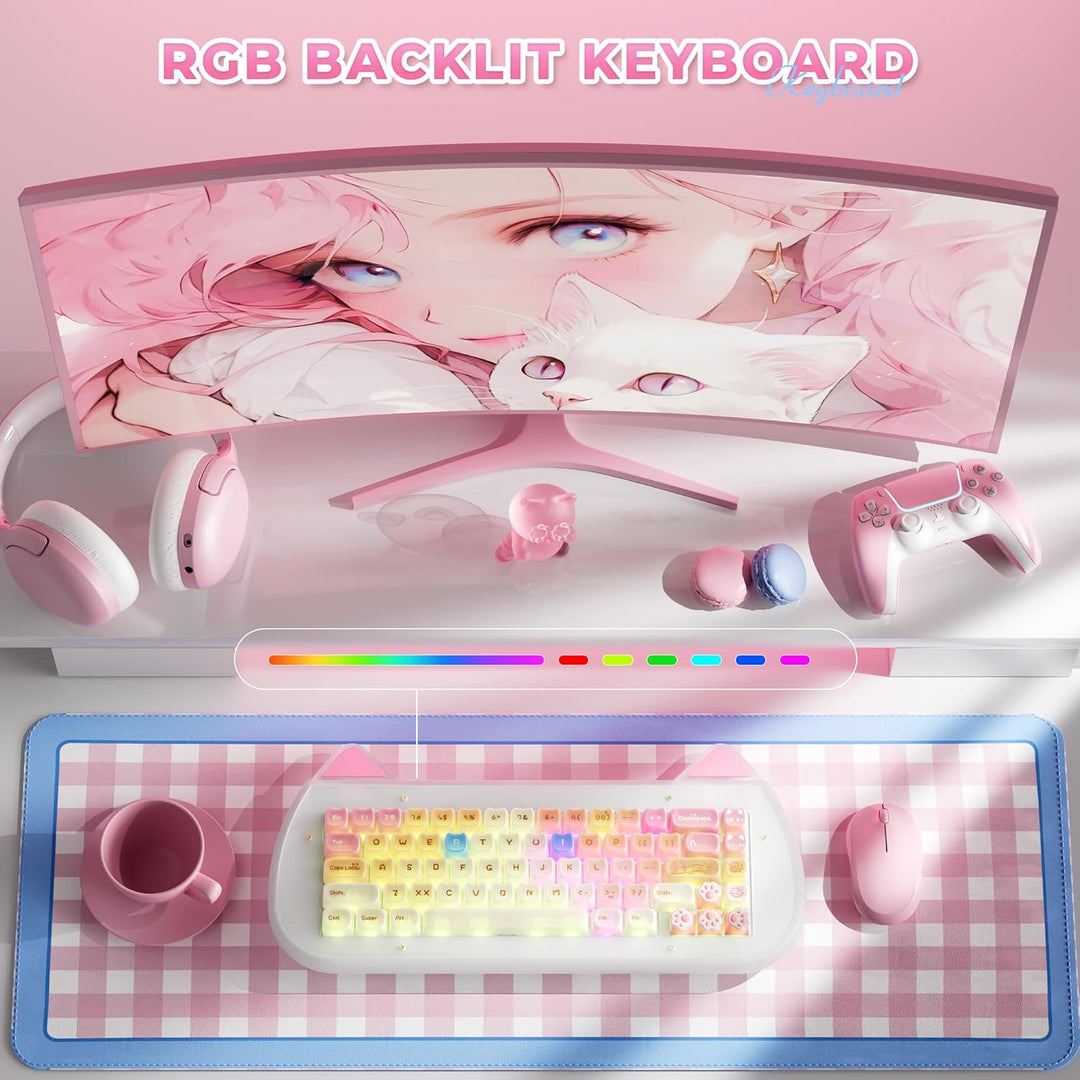XVX C67 Teclado mecánico inalámbrico con bonito diseño, 60% teclado...